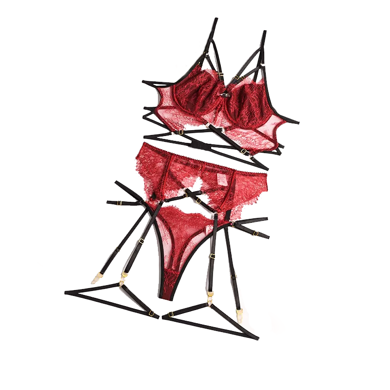 Lace Bralette Set - Lencería Sexy de encaje transparente, ropa